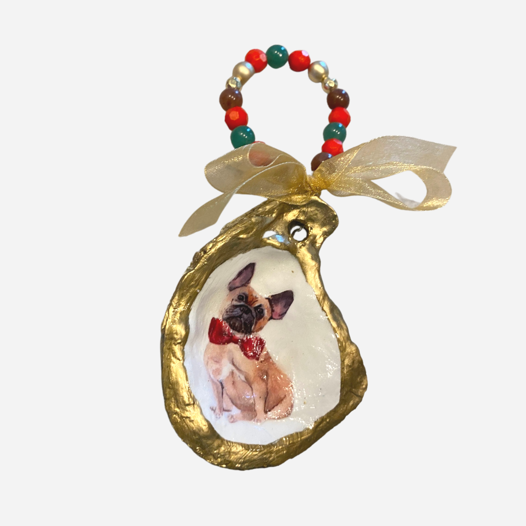 Holi-Dogs French Bulldog Oyster Ornament