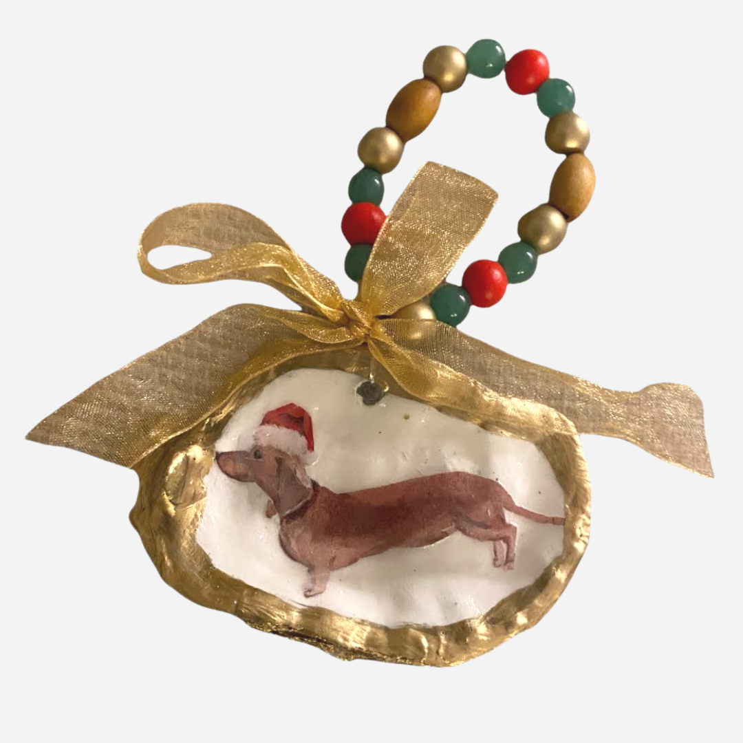 Holi-Dogs Brown Dachshund Oyster Ornament