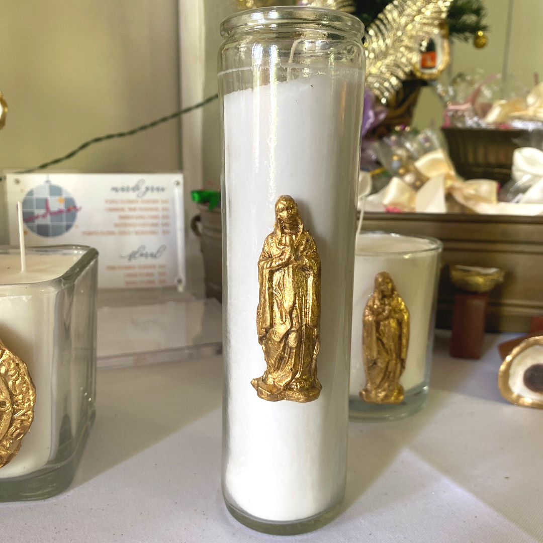 Tall Pillar Mary Candle 1-Wick Candle 8 Oz