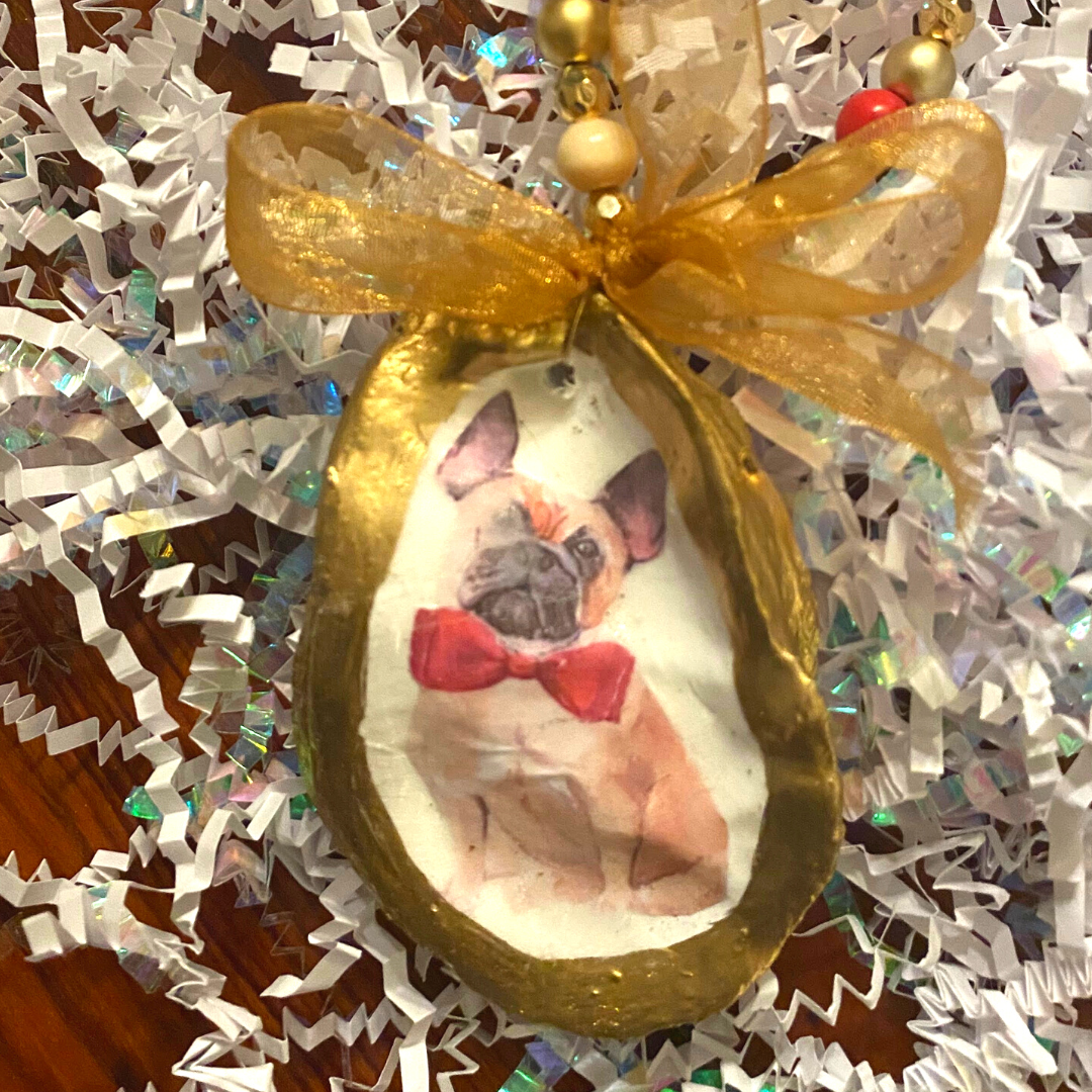 Holi-Dogs French Bulldog Oyster Ornament