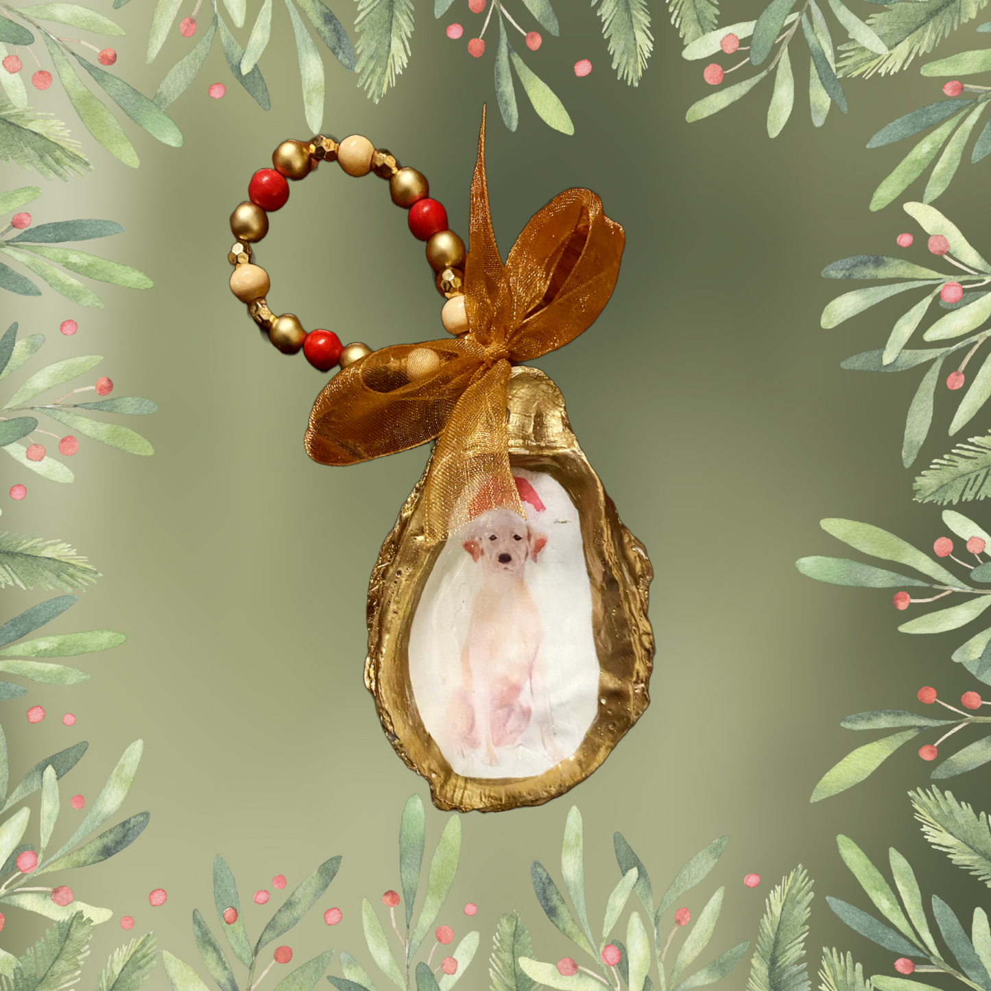 Holi-Dogs Yellow Lab Oyster Ornament