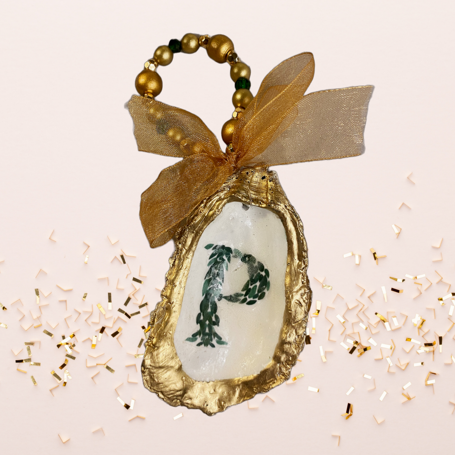 Monogram P Oyster Ornament