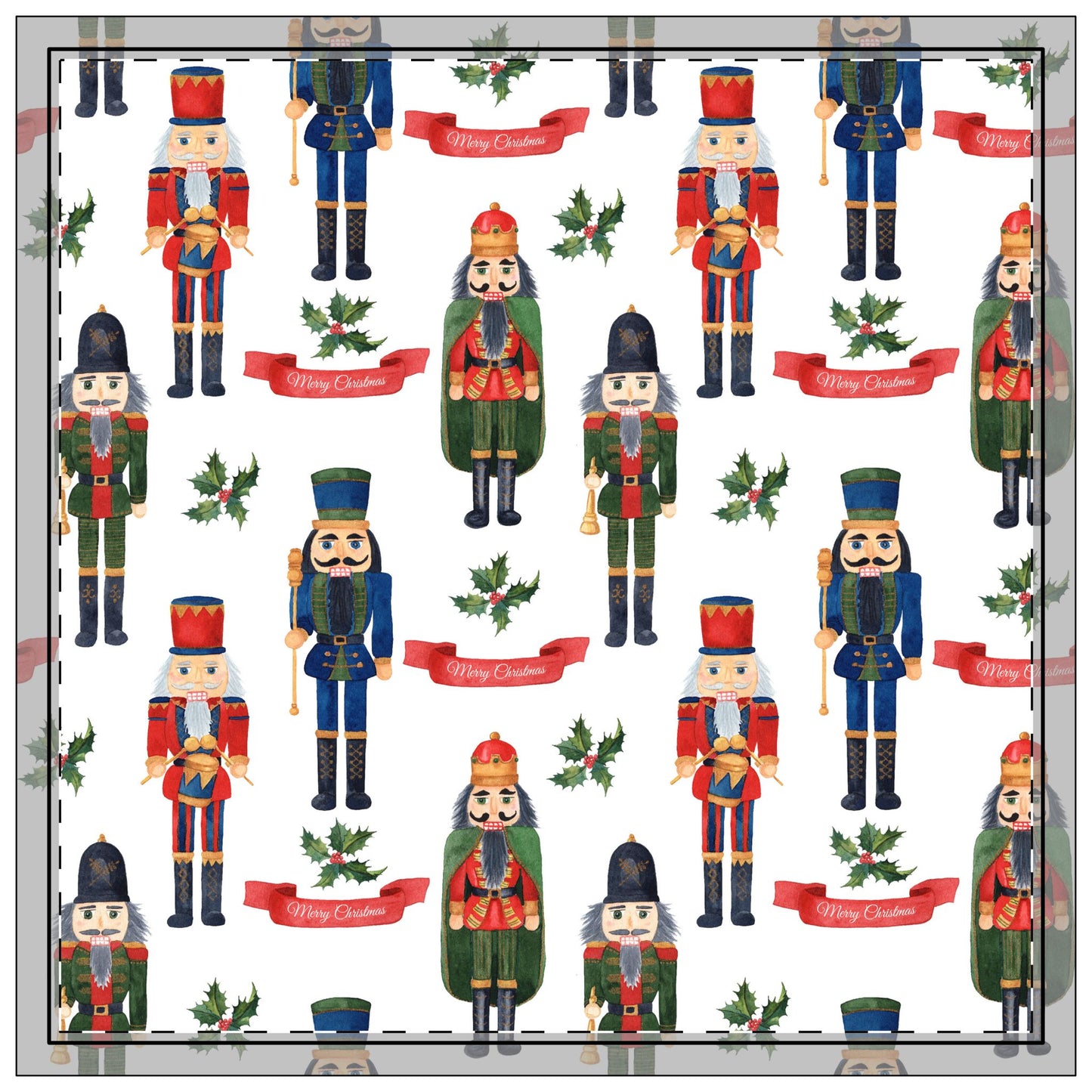 Holiday Nutcracker Napkin Set - 4 Decorative Cloth Napkins