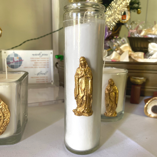 Tall Pillar Mary Candle 1-Wick Candle 8 Oz