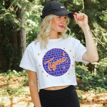 Navy Disco Tigers Cropped Tee