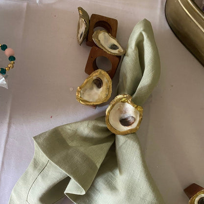 Gold Leaf Oyster Napkin Rings Set of Four (4) - YaySoiree