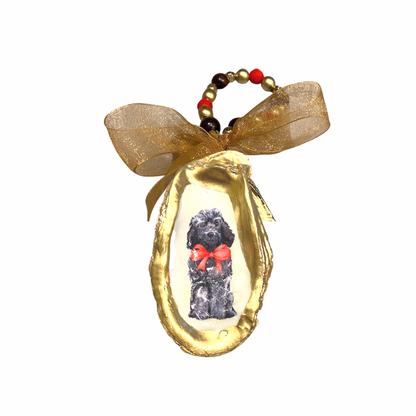 Holi-Dogs Black Doodle Cockapoo Oyster Ornament
