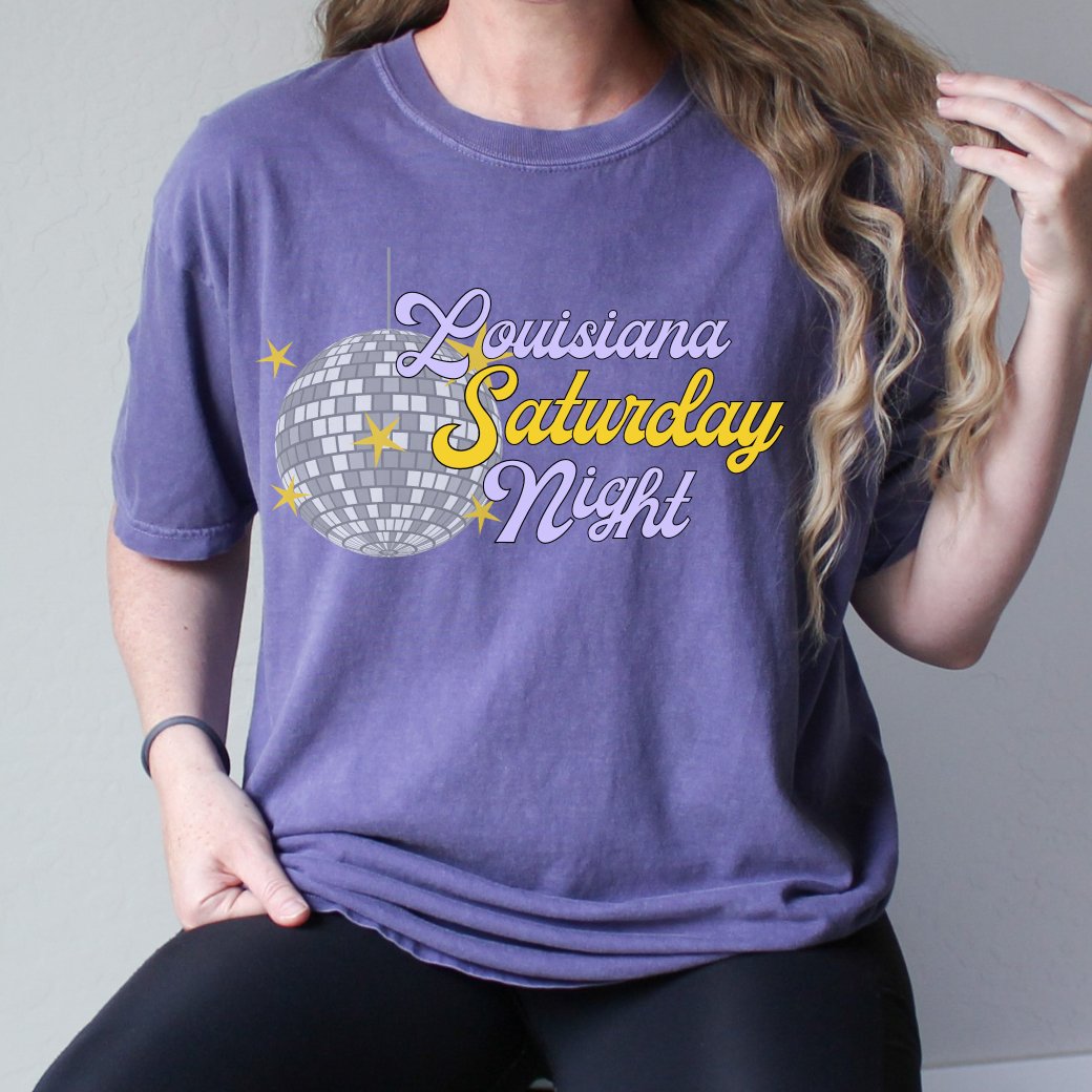 Louisiana Saturday Night Disco Purple Comfort Colors T-shirt - YaySoiree
