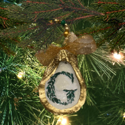 Monogram G Oyster Ornament - YaySoiree