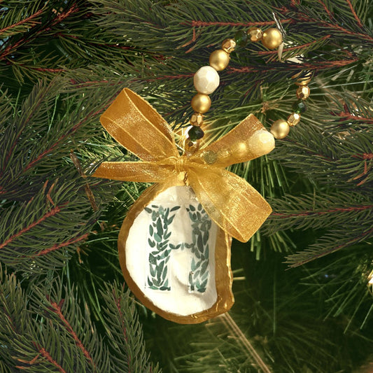 Monogram H Oyster Ornament - YaySoiree