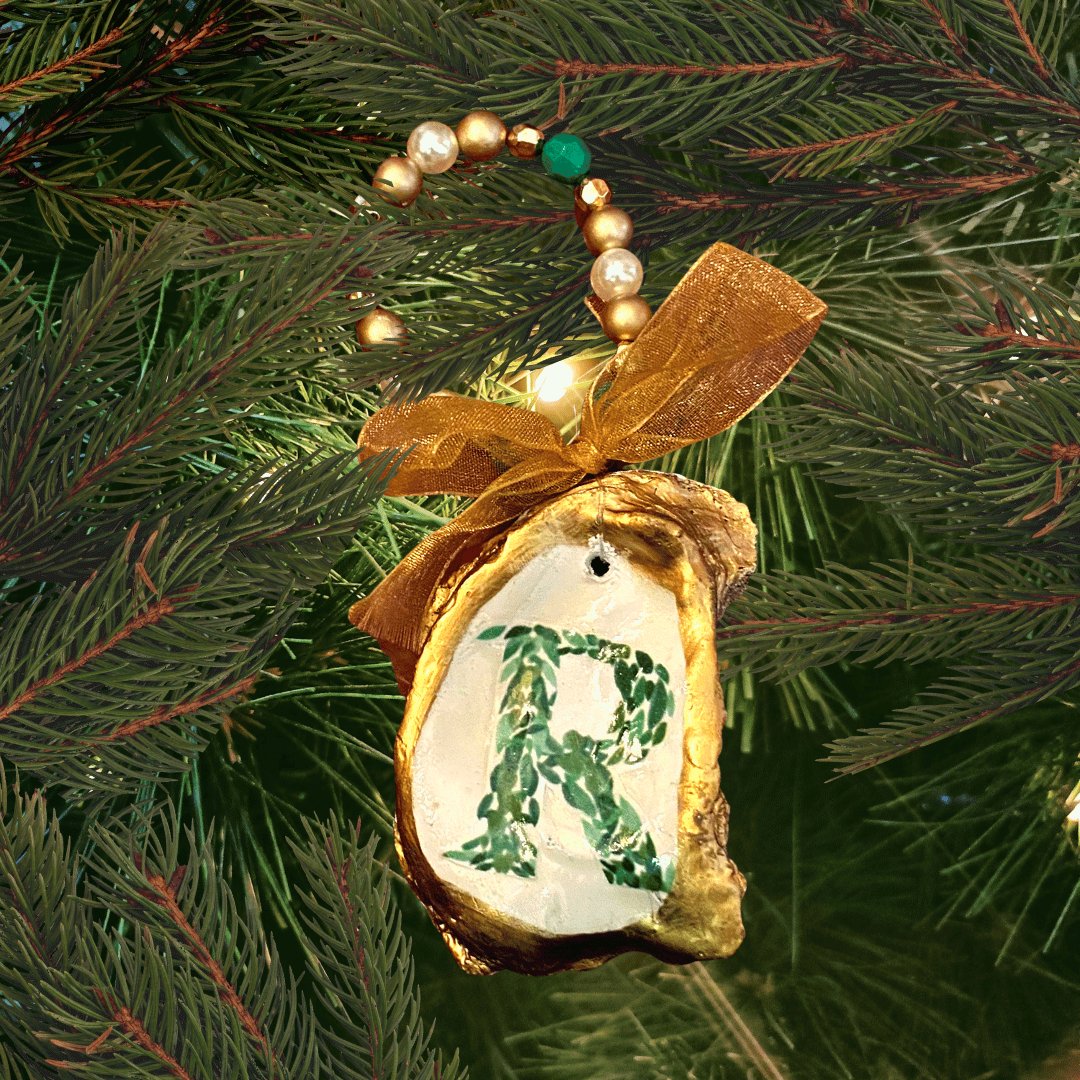Monogram R Oyster Ornament - YaySoiree
