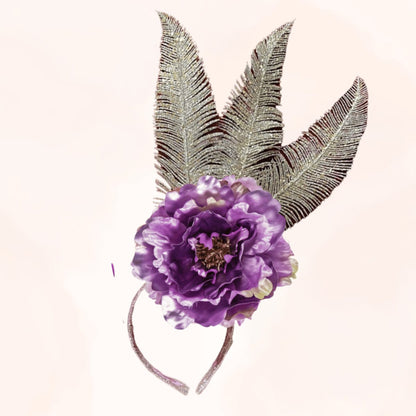 Purple & Gold Floral Headpiece - YaySoiree
