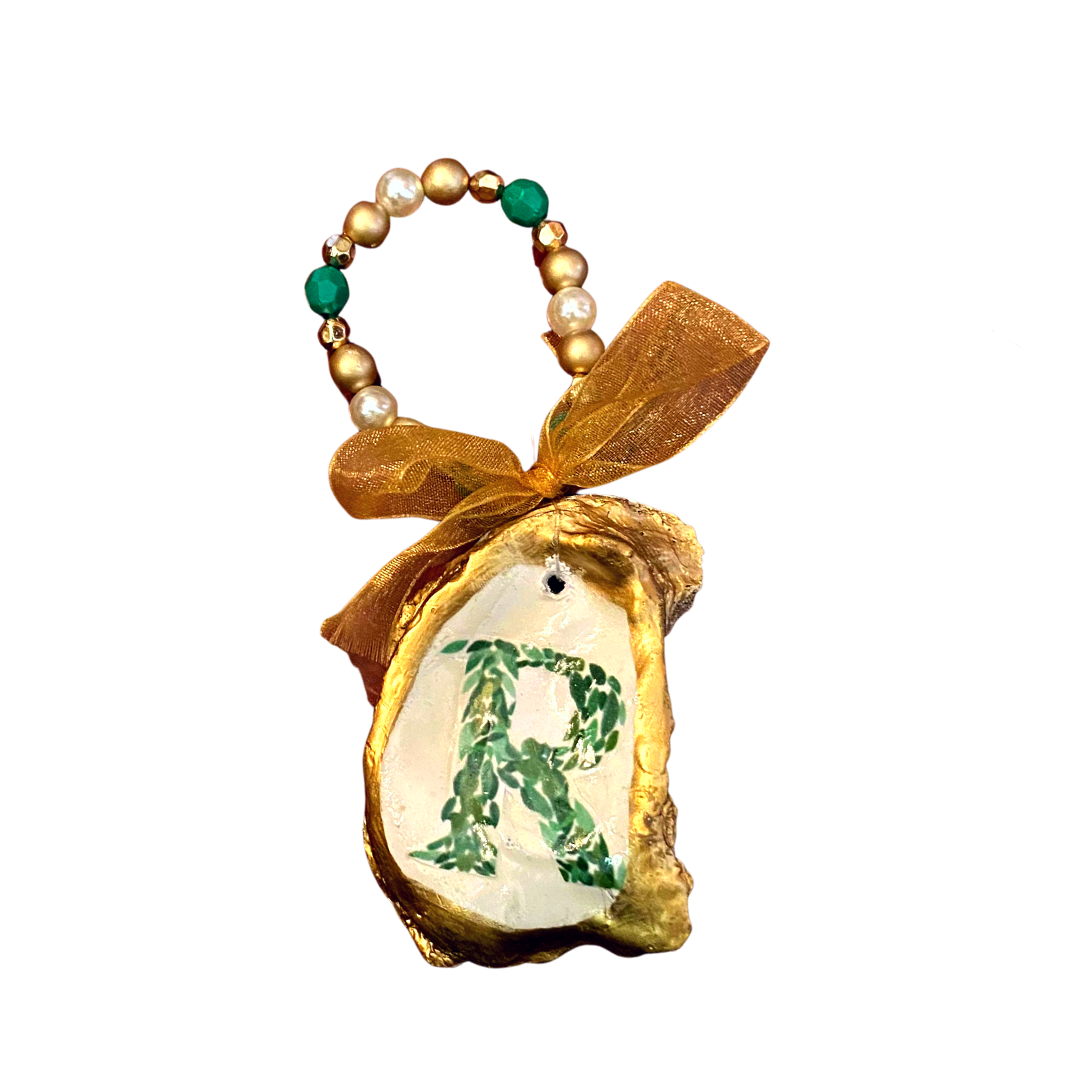Monogram R Oyster Ornament