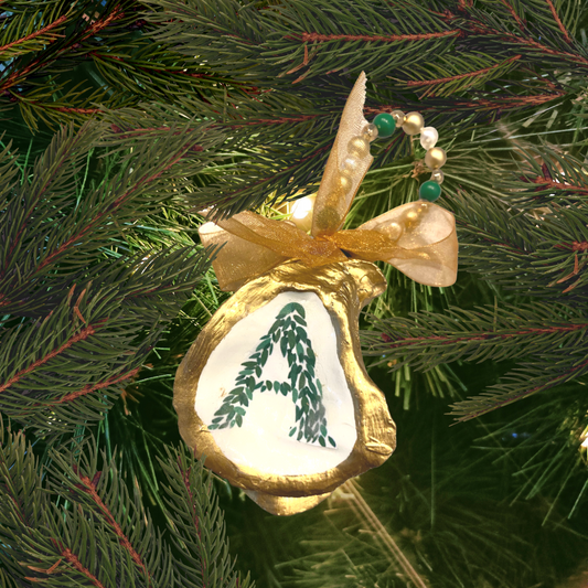 Monogram A Oyster Ornament